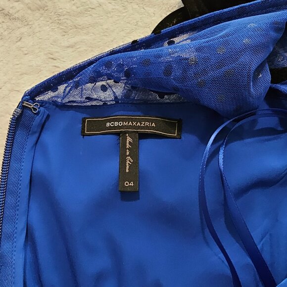 BCBGMAXAZRIA Royal Blue Polka Dot Tulle Maxi Dress in size 4 - Picture 5 of 9